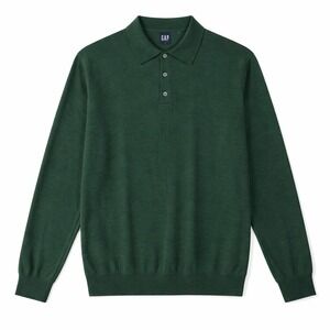 Gap Merino Wool Polo Sweater Mens XXL Forest Green Long Sleeve Pullover Knit